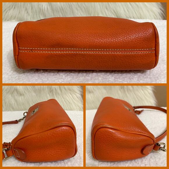 DOONEY & BOURKE Vintage Y2K Orange Pebbled Leather Mini Barrel Bag - Picture 12 of 16